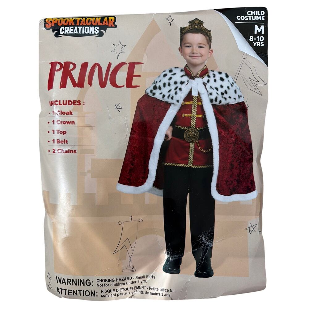 Prince Costume Dress Up Halloween Costume Child Medium 8-10 yrs New.